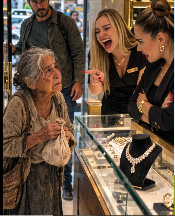THEY MOCKED AN OLD WOMAN FOR WANTING A $3,000 NECKLACE… UNTIL SHE OPENED HER LITTLE CLOTH BAG AND SILENCED THE ENTIRE STORE