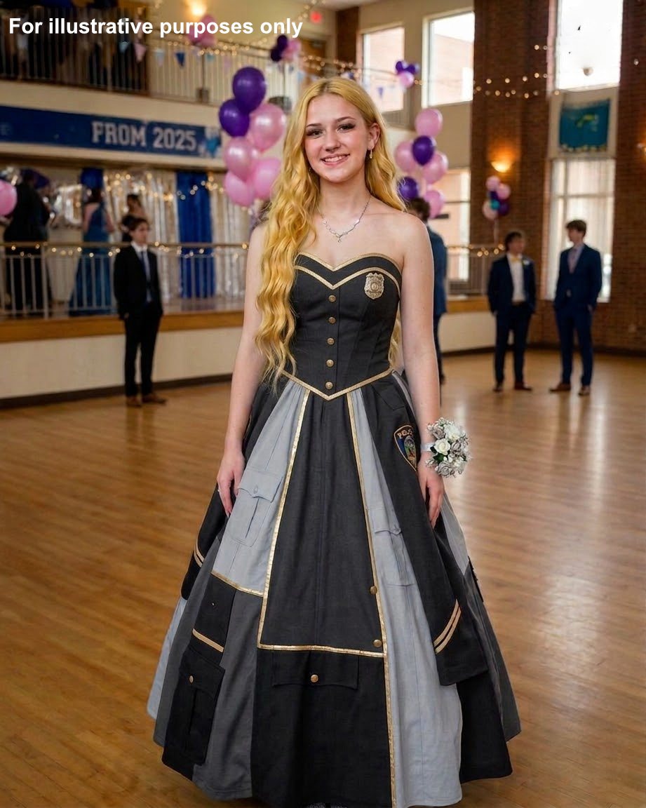 My Daughter Made Her Prom Dress from Her Late Dad’s Uniform — A Girl Poured Punch on It, Then Her Mom Took the Mic and Said Something That Stunned Everyone