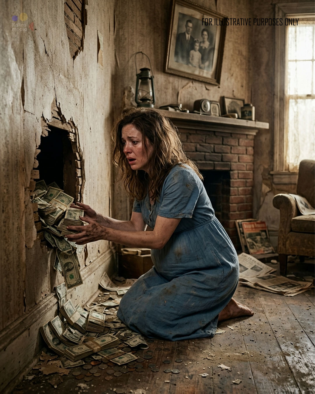 Pregnant widow bought a house for next to nothing… She found a treasure hidden in the adobe behind an old painting.