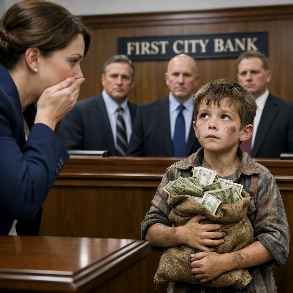 They smirked when the poor boy stepped into the bank carrying a worn-out bag… but the moment he unzipped it, every laugh vanished.