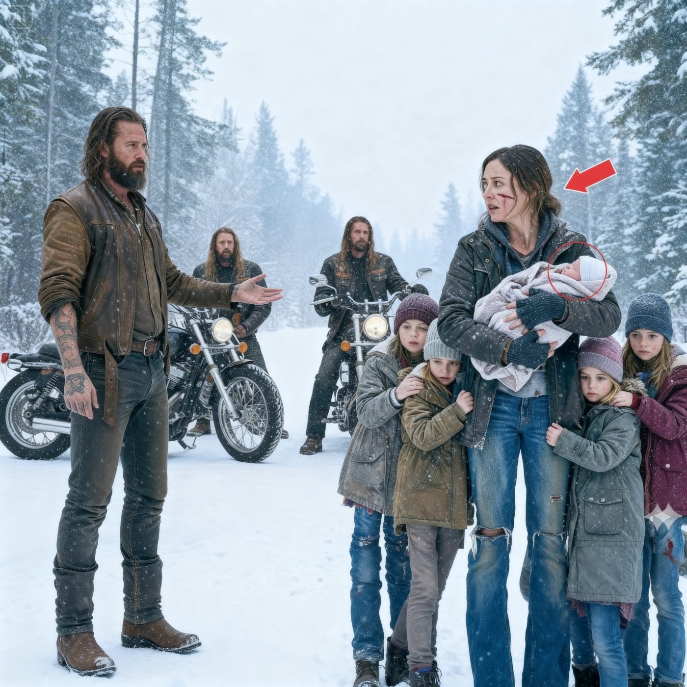 “Come With Me…” The Hells Angel Said — After Seeing the Widow and Her Kids Alone in the Blizzard