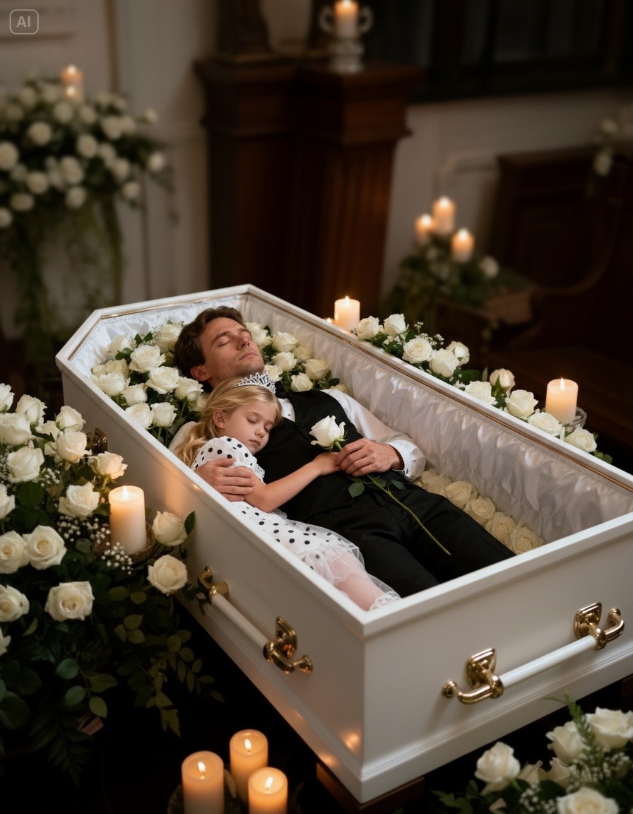 A little girl hugged her father in the eerie coffin. They had been at the wake for hours, and she hadn’t left her side for even a second.