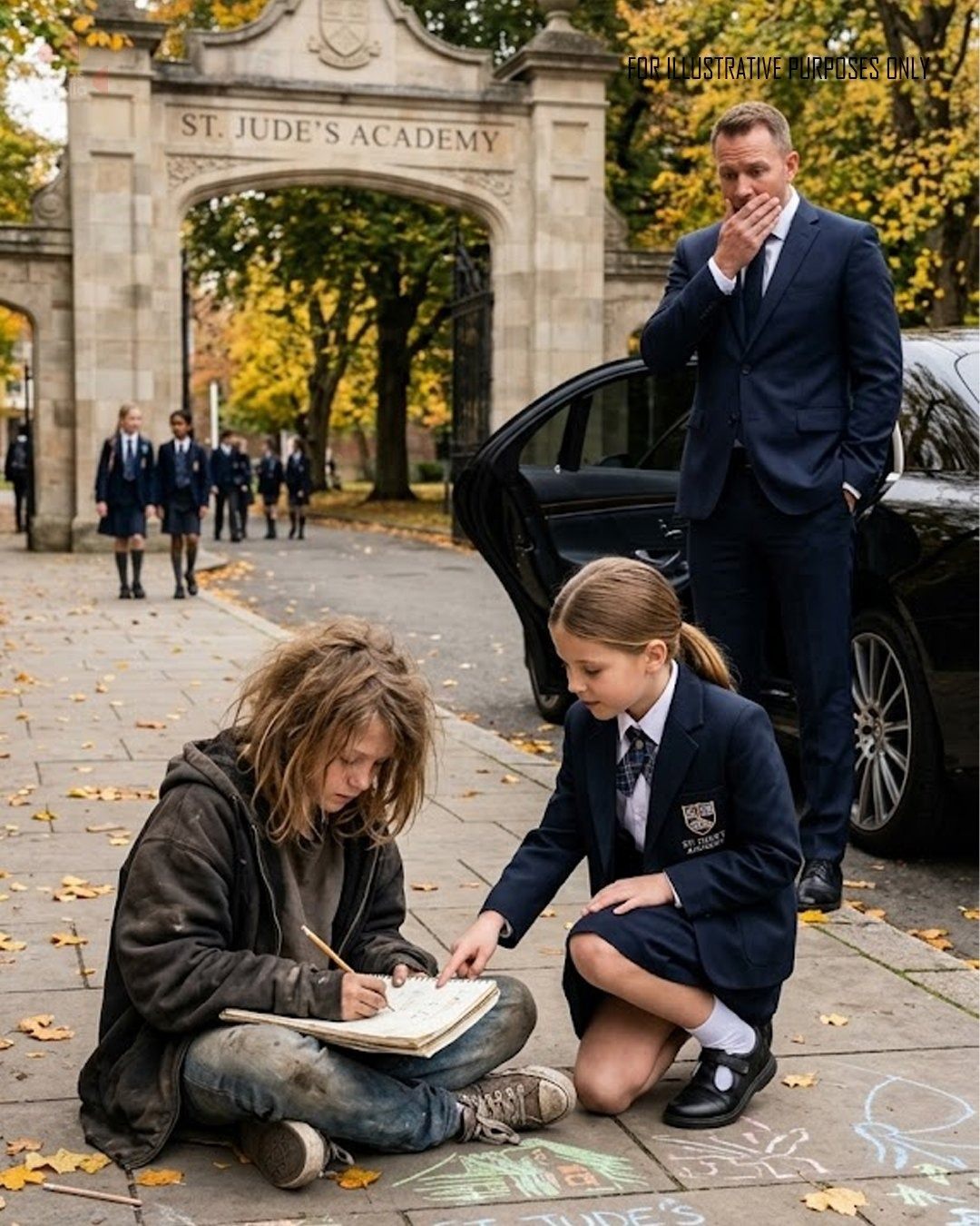 A Billionaire Showed Up Early to Pick Up His Daughter—And Found a Homeless Girl Teaching Her on the Sidewalk. What Followed Left Everyone Speechless…