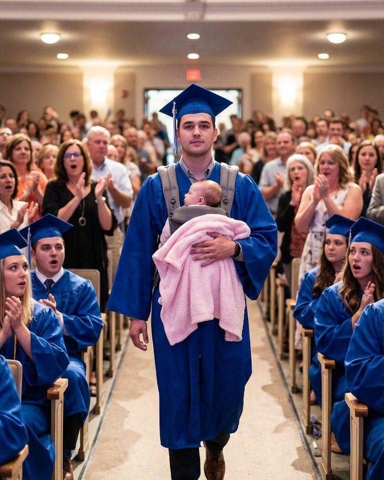 They Laughed When My Son Walked Across His Graduation Stage Holding A Newborn — One Woman Whispered “Just Like His Mother”… But What He Said Next Left The Entire Room Silent