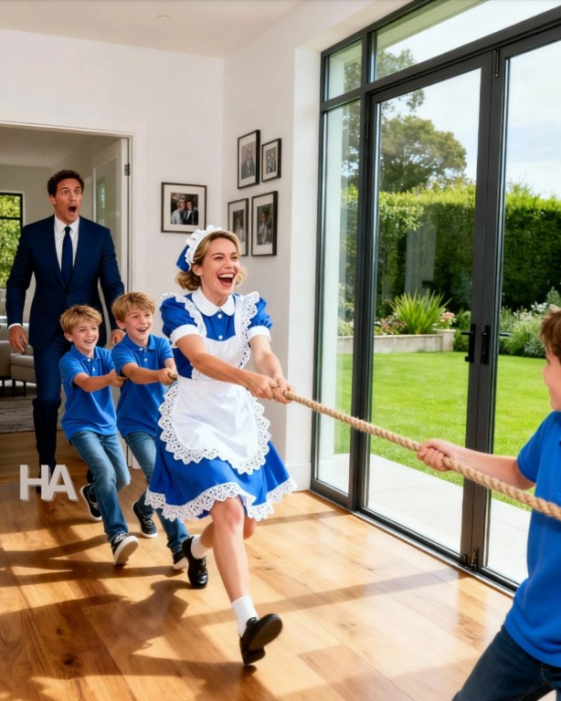 He Returned Home Early, Drowning in Grief, Only to Hear a Sound That Had Been Dead for Eight Months—What He Found the New Maid Doing with His Triplets on the Floor Brought the Billionaire to His Knees.