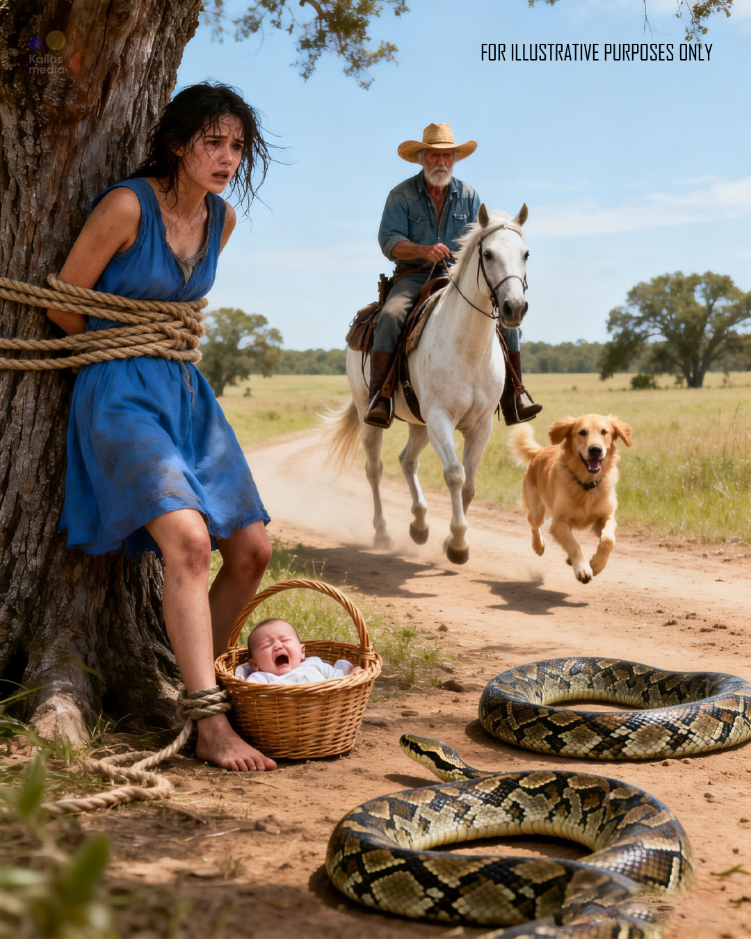 The rancher who had learned to forget found a young woman tied up, her baby beside two giant boas… and uncovered a nightmare an entire town had kept silent about.